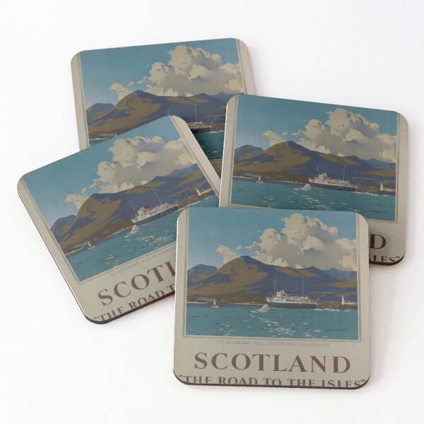 Item preview, Scotland The Route to the Isles vintage travel poster designed and sold by stickart-marek.