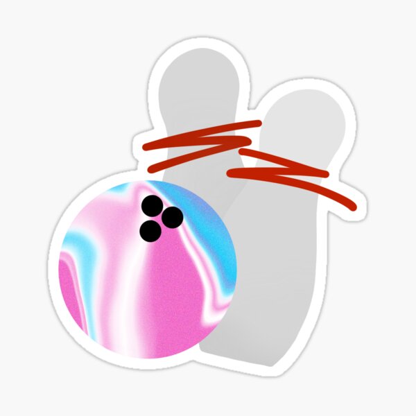 "Pink Blue Bowling Ball and Pins" Sticker by SuccStickers | Redbubble