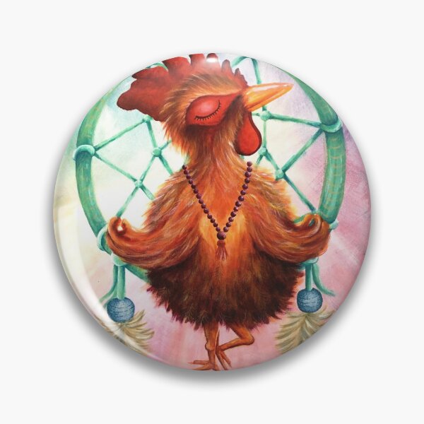 Item preview, Yoga Chick - Zen Chicken Rooster with Dreamcatcher Painted by Nowlove Art designed and sold by nowloveart.