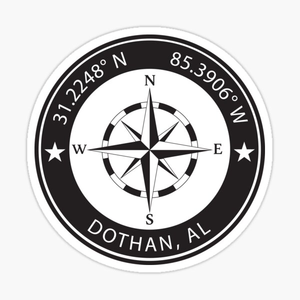 Dothan, Alabama Geographical Coordinates Sticker