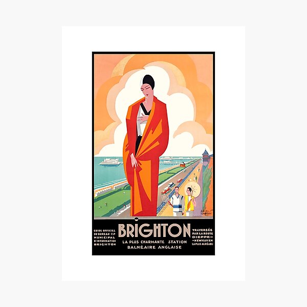 1921 Brighton English Seaside Resort Travel Poster Photographic Print