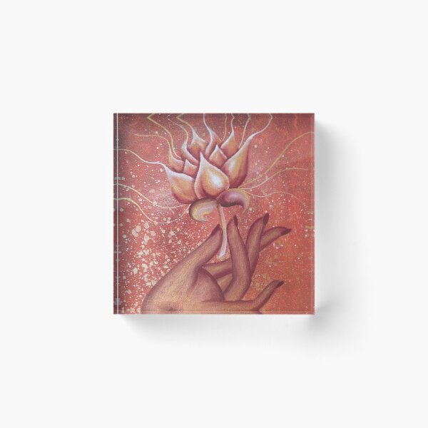Item preview, Lotus in Hand Blooming Flower Painted by Nowlove Art designed and sold by nowloveart.