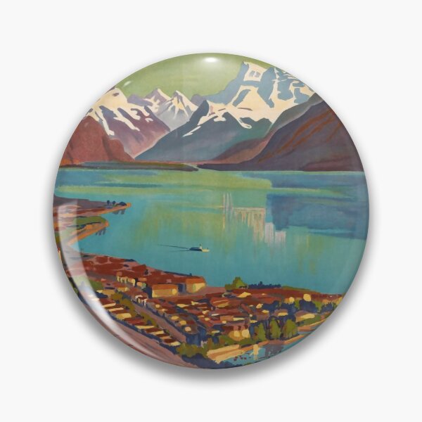 Item preview, Vevey Mont Pelerin vintage travel poster designed and sold by stickart-marek.