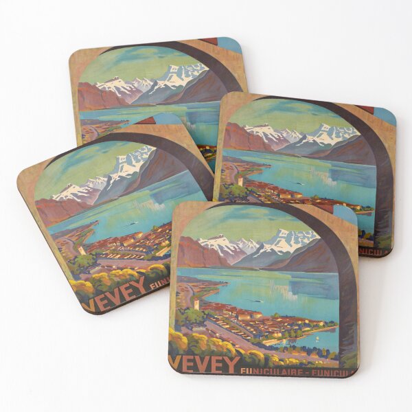 Item preview, Vevey Mont Pelerin vintage travel poster designed and sold by stickart-marek.