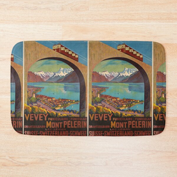 Item preview, Vevey Mont Pelerin vintage travel poster designed and sold by stickart-marek.