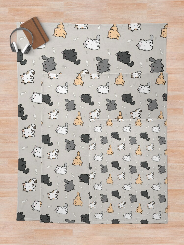 Disover Kittens and fish pattern  | Throw Blanket