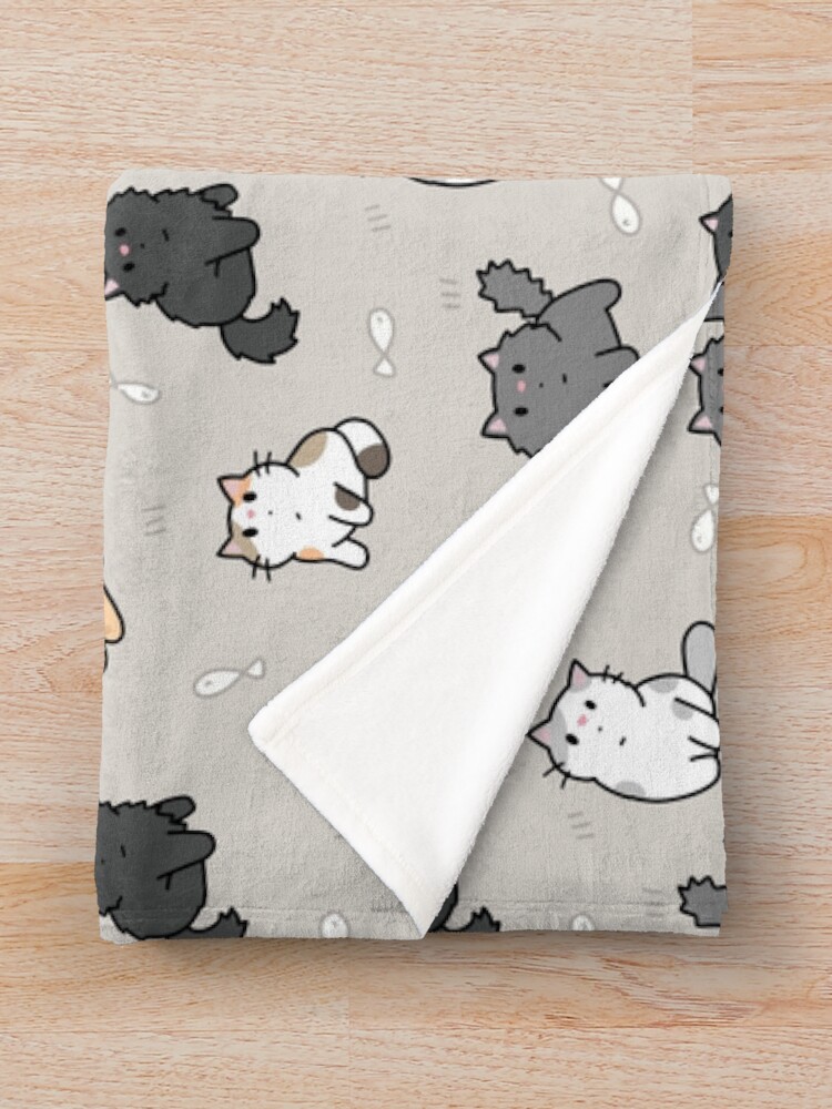Alternate view of Kittens and fish pattern Throw Blanket