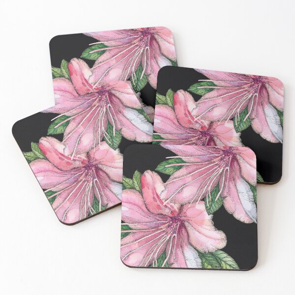 Item preview, pink  watercolor flowers, pointillism drawing designed and sold by MandalaFlowerArt.