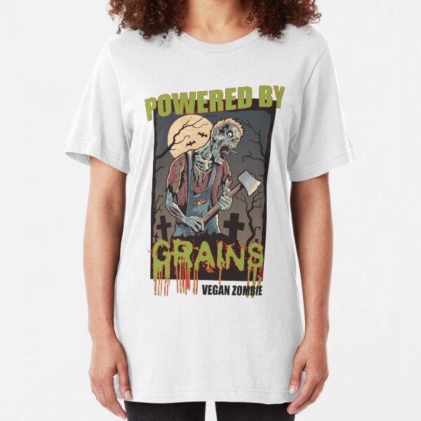 Vegan Zombie Powered by Grains Slim Fit T-Shirt