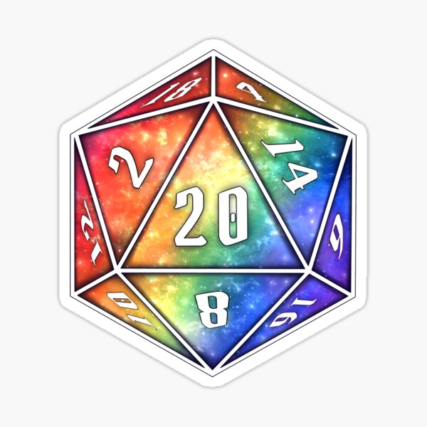 Rainbow D20 Sticker