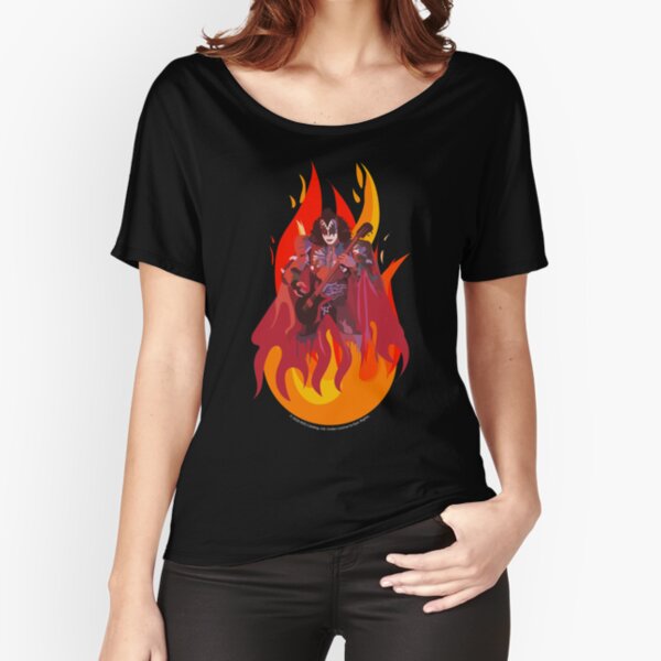 KISS - The Demon - Flaming Demon Awesome Illustration Relaxed Fit T-Shirt