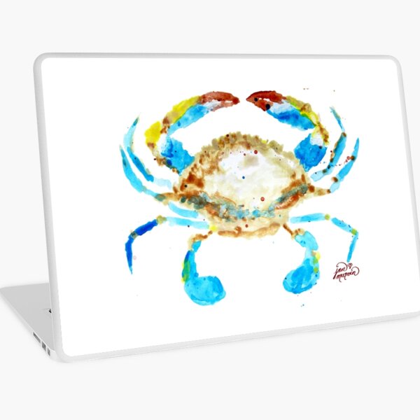 Blue Crab without splats by Jan Marvin Laptop Skin