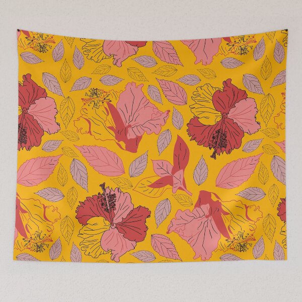 Item preview, Orange energetic spring summer floral pattern designed and sold by EarthyPlanty.