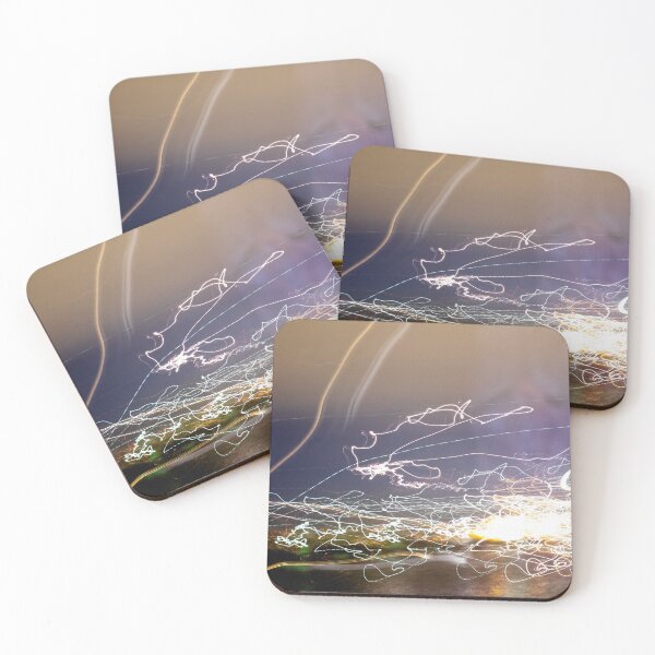 Item preview, Abstract Light Trails over Harbour designed and sold by metalbeifong.