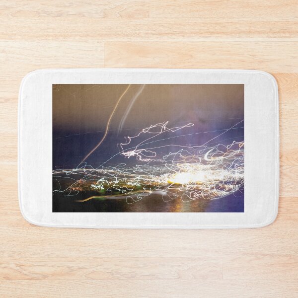 Item preview, Abstract Light Trails over Harbour designed and sold by metalbeifong.