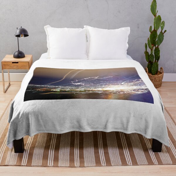 Item preview, Abstract Light Trails over Harbour designed and sold by metalbeifong.
