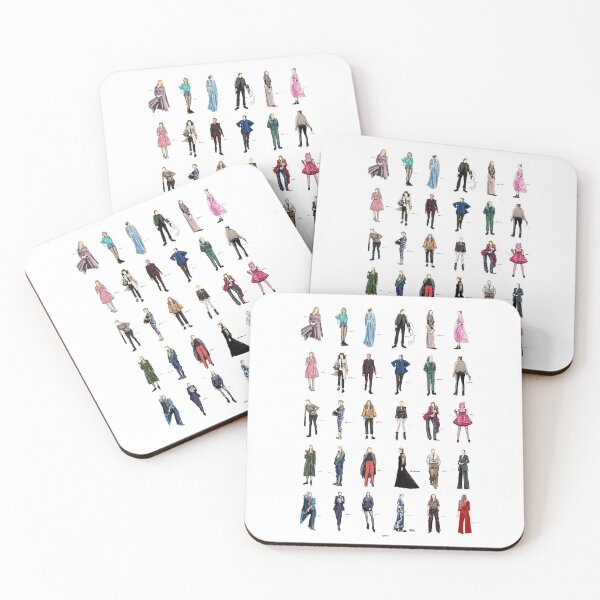 killing eve villanelle fashion looks version2 Coasters (Set of 4)