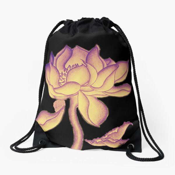 Lotus-like flower (purple-yellow hue) Drawstring Bag