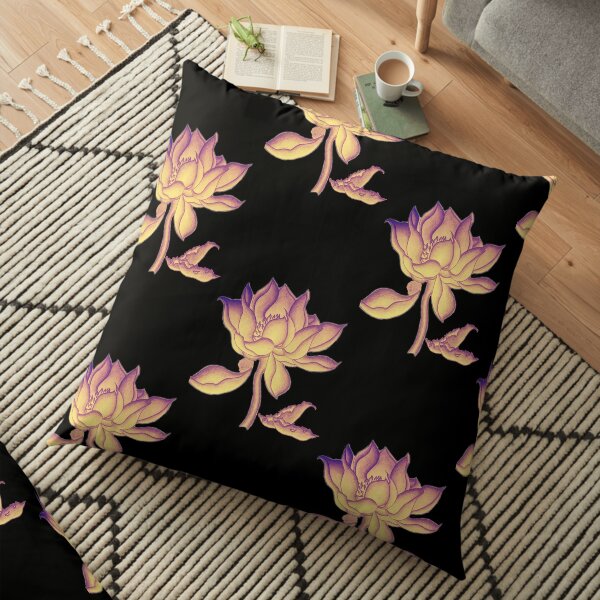 Lotus-like flower (purple-yellow hue) Floor Pillow