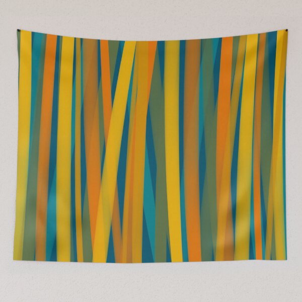 Item preview, Ribbon Stripe Pattern in Moroccan Blue, Mustard, Orange, Teal, and Green designed and sold by kierkegaard.