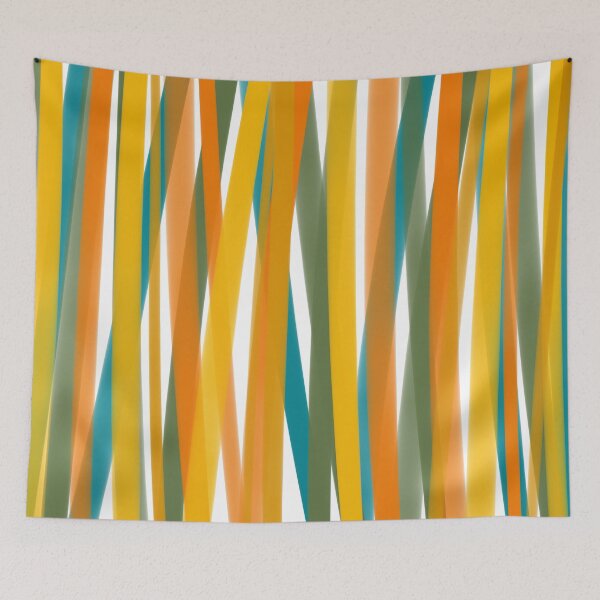 Item preview, Ribbon Stripe Colourful Minimalist Abstract Pattern in Mustard, Orange,Teal, Green, and White designed and sold by kierkegaard.