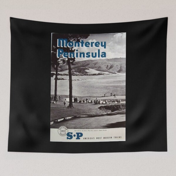 Item preview, Monterey Peninsula vintage travel poster designed and sold by stickart-marek.
