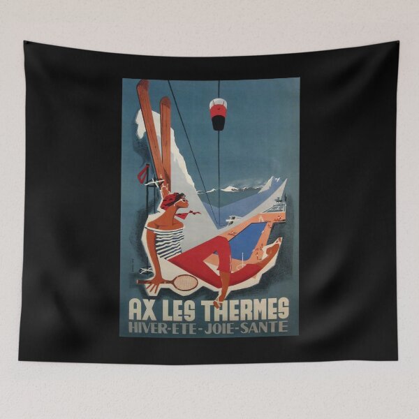 Item preview, Ax les Thermes vintage travel poster designed and sold by stickart-marek.