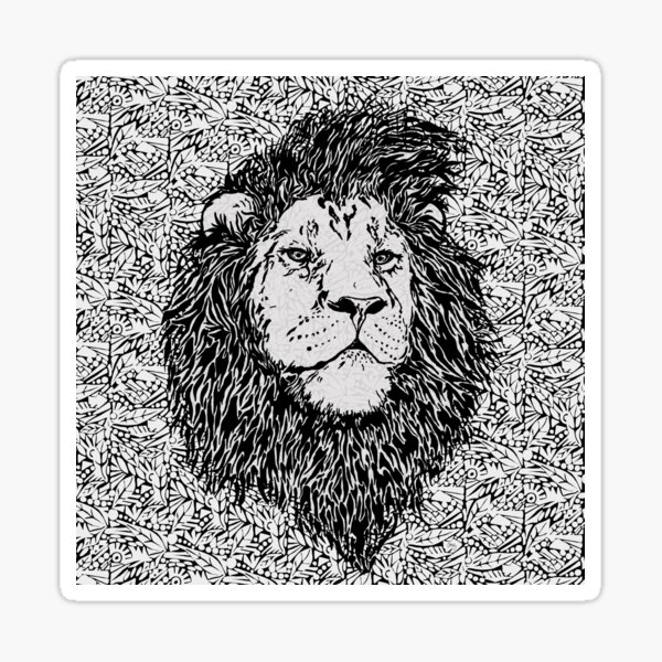 King of the Jungle, Lion in Black and White Sticker