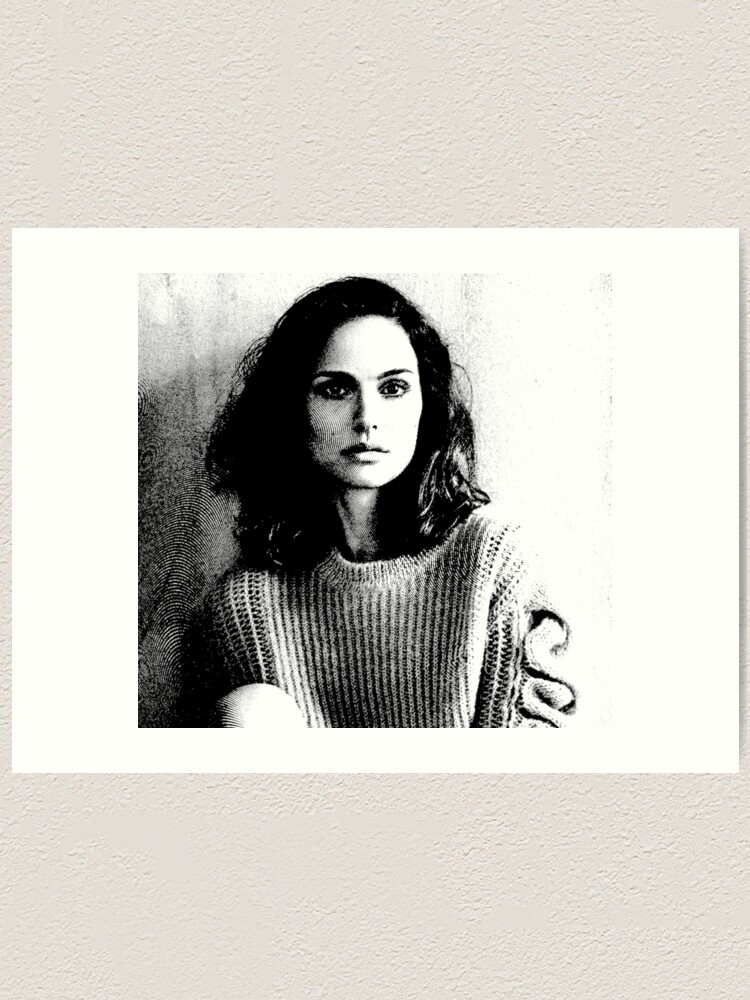 Portrait noir et blanc de Natalie Portman Linogravure Impression artistique