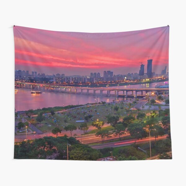 Summer sunset in Seoul Korea Tapestry