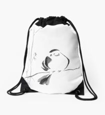 Sumi-e Bird Drawstring Bag