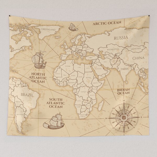 Item preview, Antique World Map Vintage designed and sold by Vector Scout Lab.