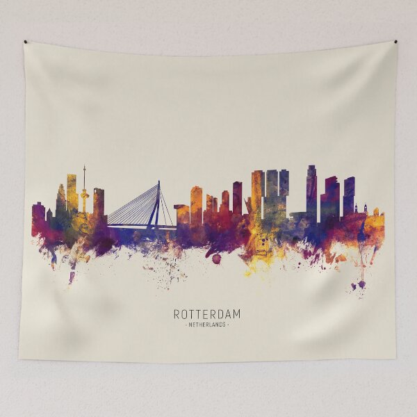 Item preview, Rotterdam The Netherlands Skyline designed and sold by ArtPrints.