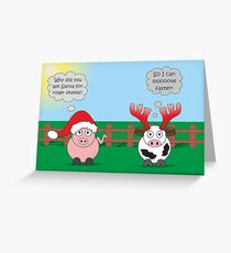 Funny Animals Christmas Design Hilarious Rudy Pig & Moody Cow Greeting Card