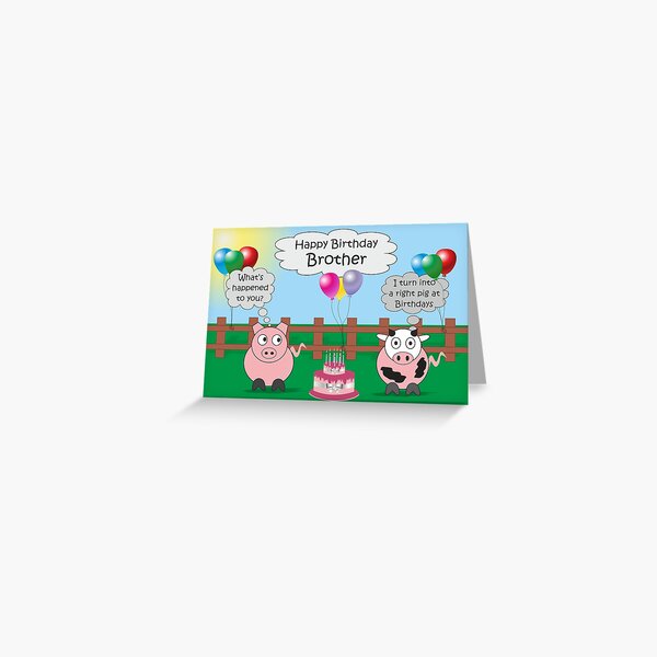 Item preview, Funny Animals Brother Birthday Hilarious Rudy Pig & Moody Cow    designed and sold by Samantha Harrison.