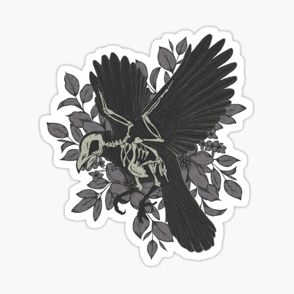 Dark Academia Aesthetic Raven Crow On Old Books Sticker