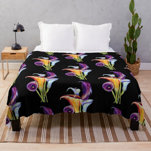 Item preview, Flame Calla Lillies Blooming Bouquet in Watercolor designed and sold by Nisuris.
