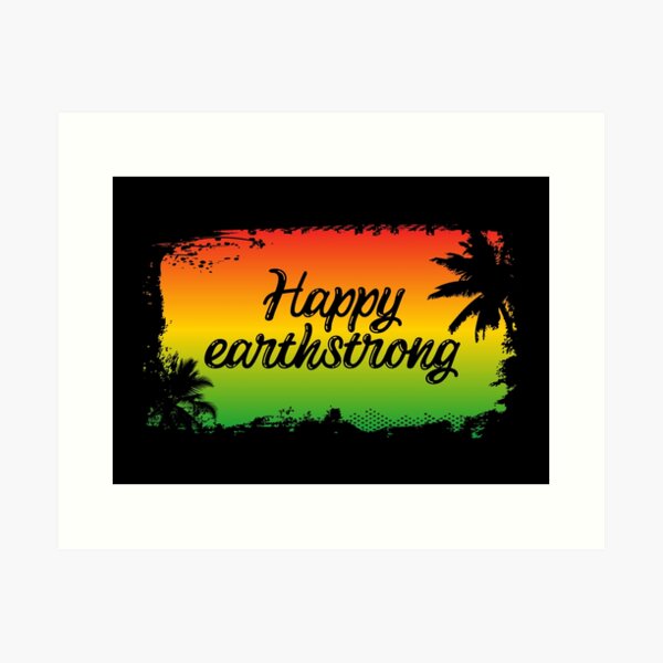 Impression Artistique Couleurs Du Drapeau Irie Rasta Et Palmiers Par Hothibiscus Redbubble