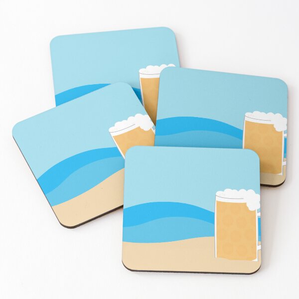 Artikelvorschau, Bierglas auf braunem Sand und blauem Meerhintergrund entworfen und verkauft von sigdesign.
