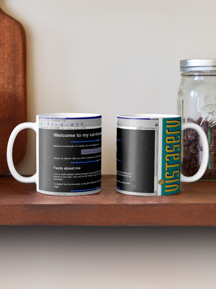 A mug with a screenshot of ben's home page on it