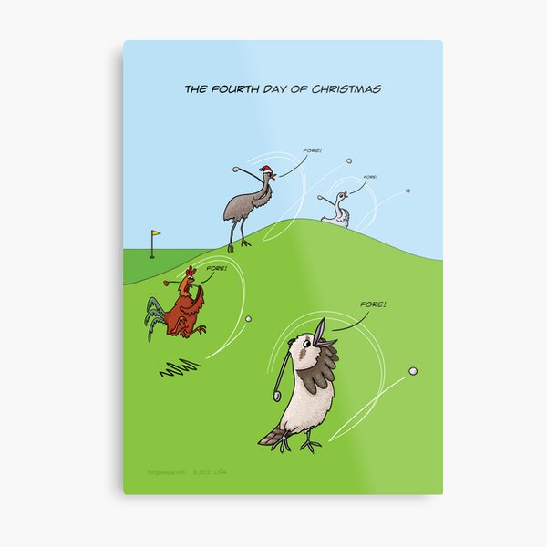 The Fourth Day of Christmas (4 Calling Birds) Metal Print