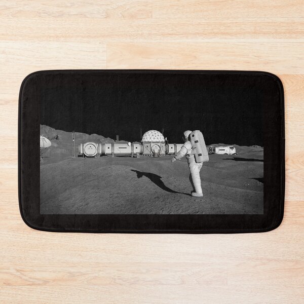 Item preview, astronaut on Moon surface, lunar landscape with space habitat designed and sold by DottedYeti.