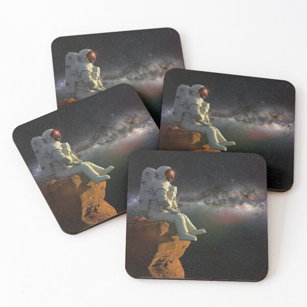 Item preview, astronaut on planet Mars, sitting on a cliff, watching the Milky Way galaxy designed and sold by DottedYeti.