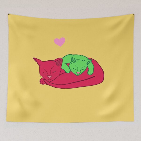 Item preview, Green and Red Cuddling Kitties - Kidge designed and sold by BitterbluePine.
