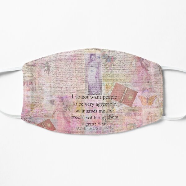 Jane Austen whimsical humor people quote Flat Mask