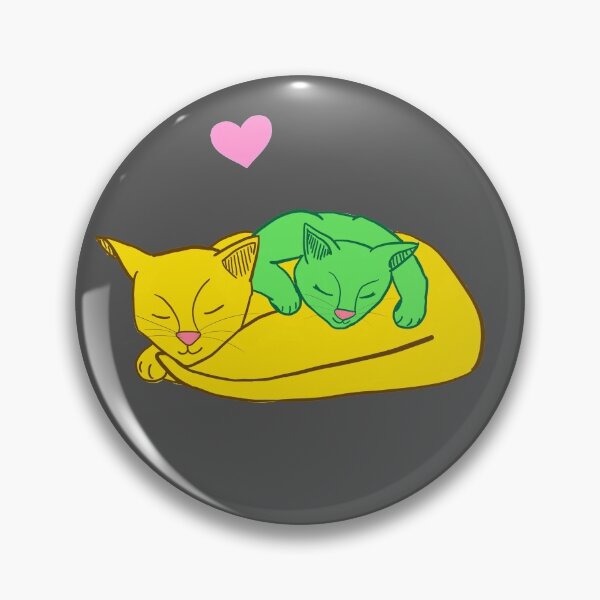 Item preview, Green and Yellow Cuddling Kitties - Punk, Hidge designed and sold by BitterbluePine.