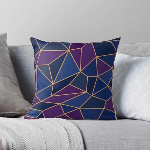 Abstract Geometric Stained Glass Style Amethyst & Sapphire Shades Throw Pillow