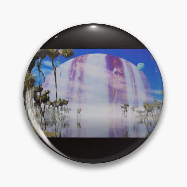 Item preview, beautiful alien planet landscape, exoplanet with strange plants and flying creatures designed and sold by DottedYeti.