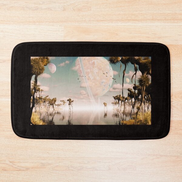 Item preview, exoplanet landscape, alien world with strange plants and flying creatures designed and sold by DottedYeti.