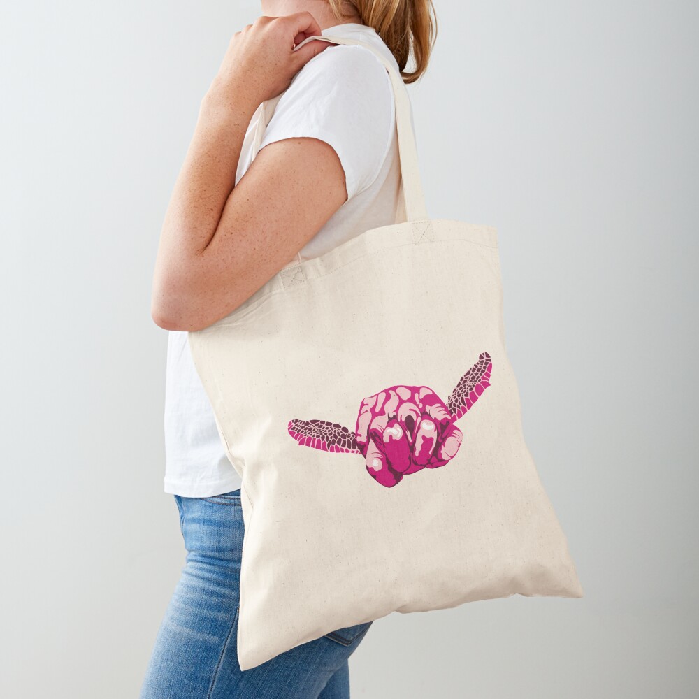 Turtle Hand Signal - Pink Tote Bag